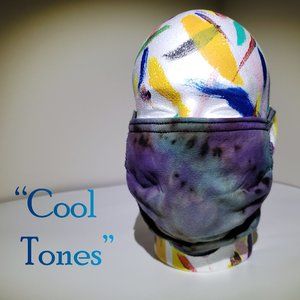 Hand-dyed 100% Cotton Pleated Face Covering - “Cool Tones”